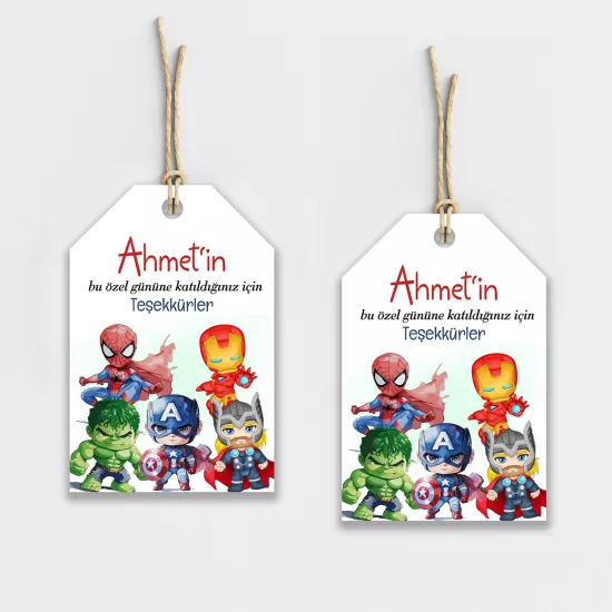 Avengers Kişiye Özel Teşekkür Kartı 8’li