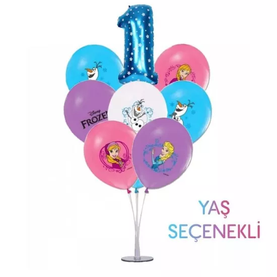 Ayaklı Balon Standı - Frozen Temalı ve Yaş