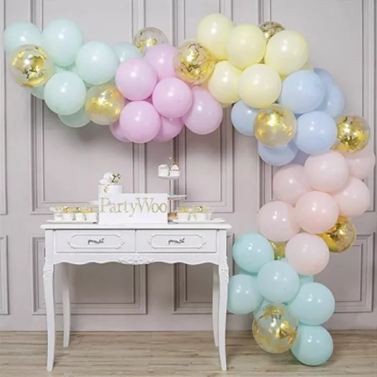 Gold Konfetili Makaron Balonlu Zincir Balon Seti