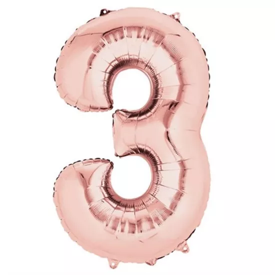 3 Rakam Rose Gold Folyo Balon