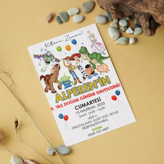Toy Story Temalı Doğum Günü Davetiyesi 8’li