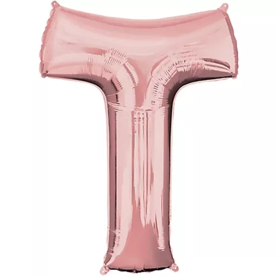 T Harfi Rose Gold Folyo Balon 1 Metre