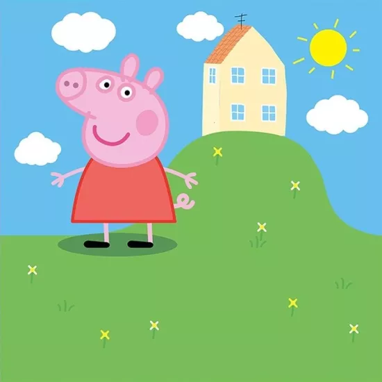 Peppa Pig Doğum Günü Kare Branda Afişi - 2 Boy Seçenekli