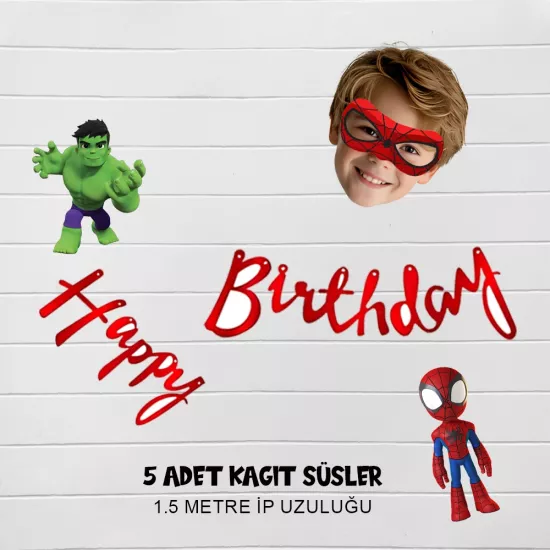 Kişiye Özel Spidey Temalı Happy Birthday Afiş