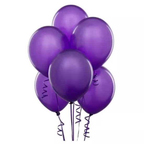 Mor Metalik Baskısız Lateks Balon - 5 Adet