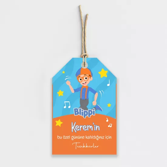 Blippi Temalı Kişiye Özel Teşekkür Kartı 8’li