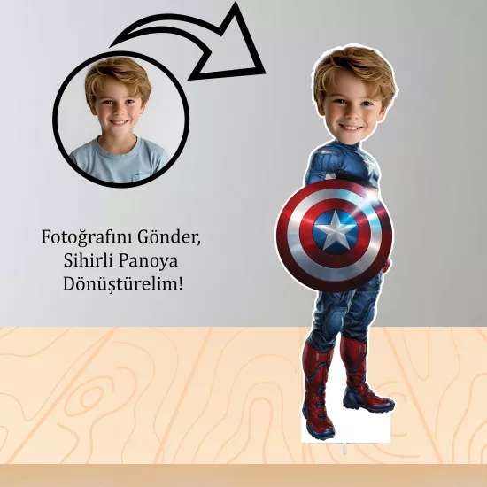 Kişiye Özel Kaptan Amerika Temalı Masa Panosu