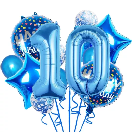 10 Yaş Mavi Balon Seti