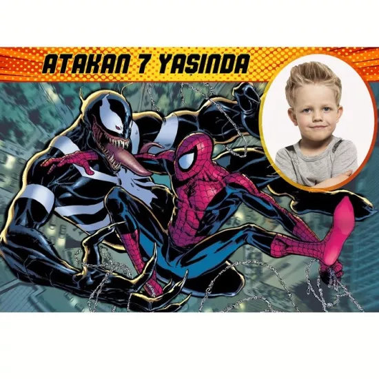 Kişiye Özel Venom Spiderman Doğum Günü Afişi - 4