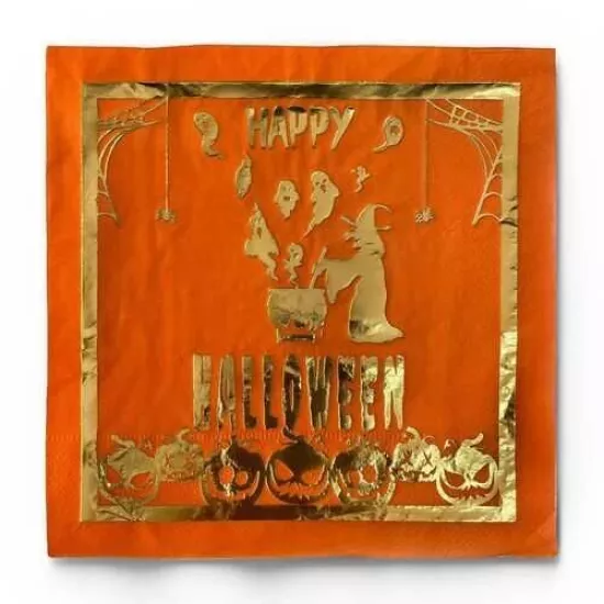 Happy Halloween Temalı Turuncu Peçete
