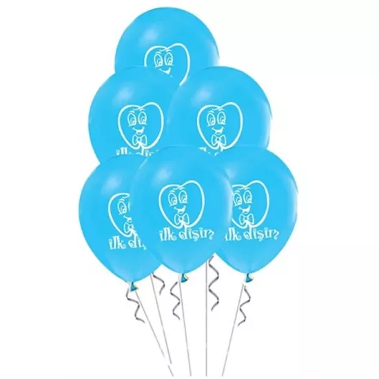 Diş Buğdayı Mavi Baskılı Balon - 5 Adet