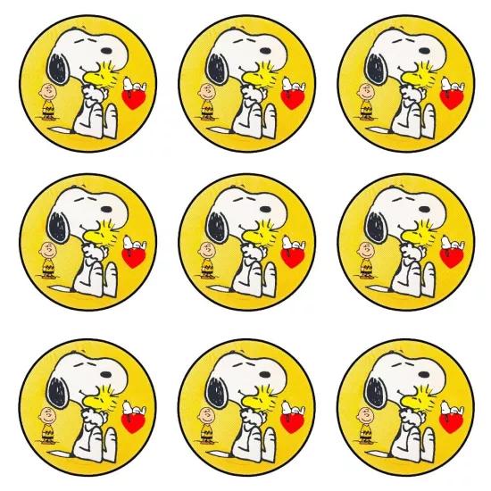 Snoopy Temalı Yuvarlak Etiket 5 cm 10 Adet
