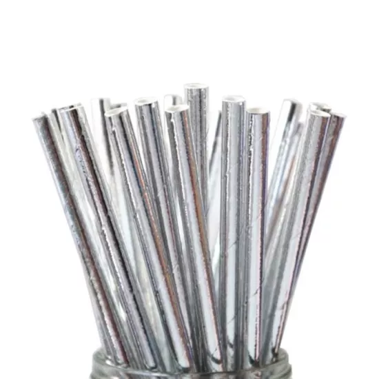Gümüş Parlak Kağıt Pipet 25 adet