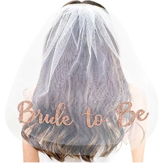 Bride to Be Yazılı Rose Tüllü Duvak