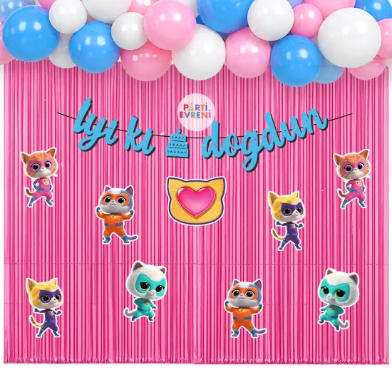 Super Kitties Temalı Arka Fon Süsleme Seti