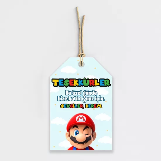 Super Mario Temalı Kişiye Özel Teşekkür Kartı