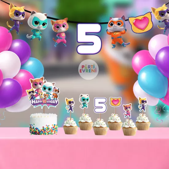 Super Kitties Temalı Doğum Günü Seti | Yaş