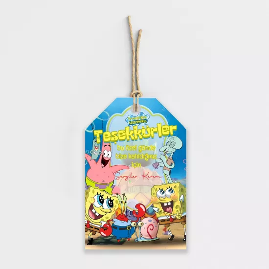 Sünger Bob Temalı Kişiye Özel Teşekkür Kartı 8’li