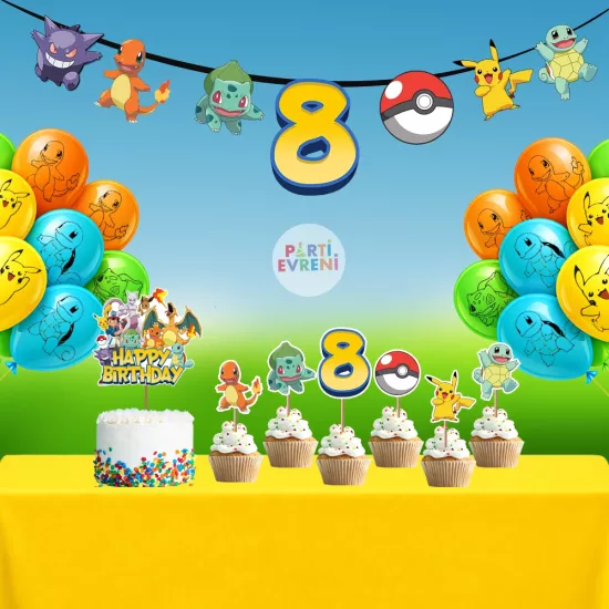 Pokemon Doğum Günü Seti | Yaş Seçenekli Afiş