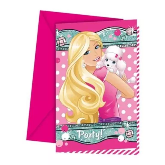 Barbie Doğum Günü Partisi Davetiye - 6 Adet