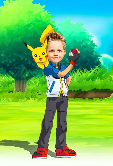 Pokemon Ash Portre Temalı Kişiye Özel Poster