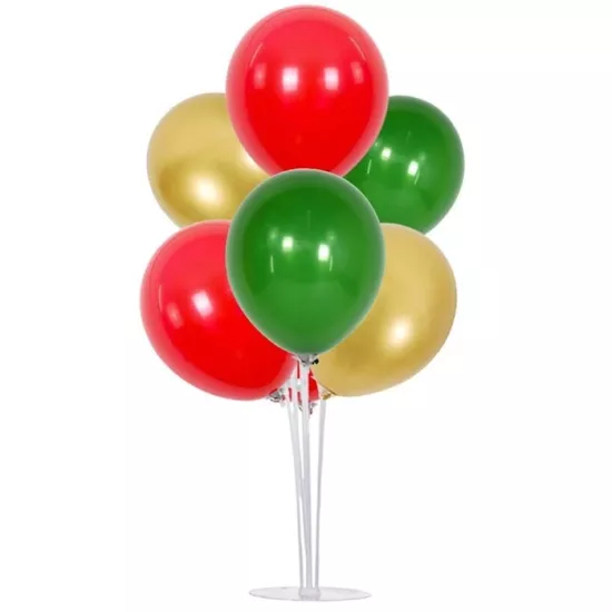 Ayaklı Balon Standı - Gold Koyu Yeşil Kırmızı