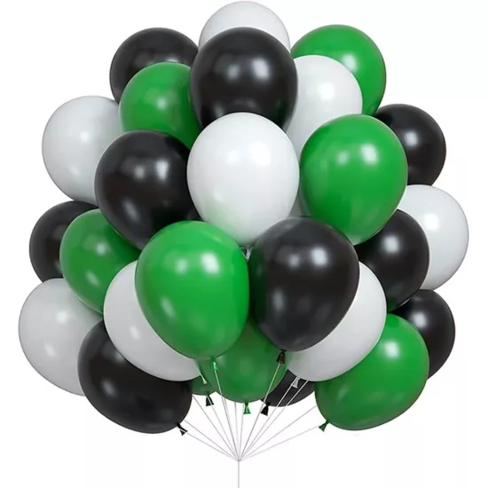 Siyah Yeşil Beyaz Karışık Balon Seti 10’lu