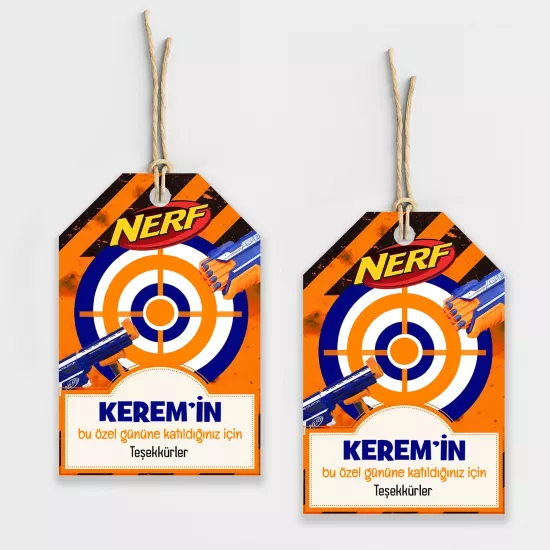 Nerf Temalı Kişiye Özel Teşekkür Kartı 8’li
