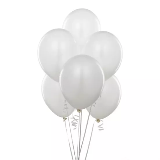 Beyaz Metalik Baskısız Lateks Balon - 5 Adet