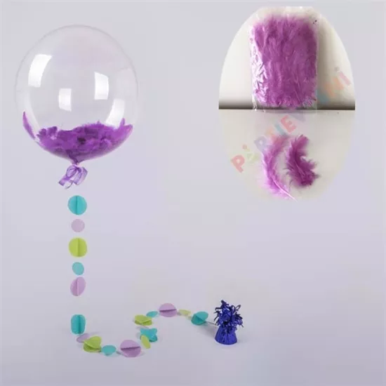 Lila Şeffaf Balon Tüyü - 50Adet