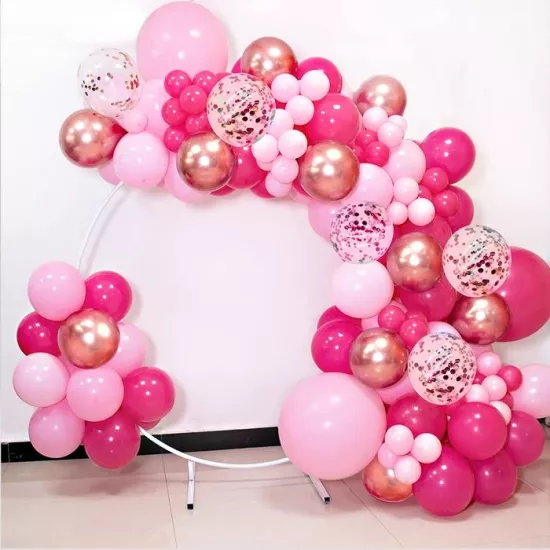 Pembe Fuşya Rose Gold Krom Latex Balon Zincir