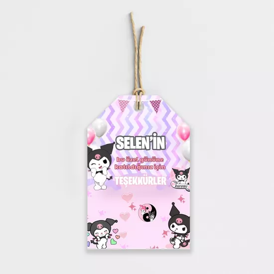 Kuromi Temalı Kişiye Özel Teşekkür Kartı 8’li