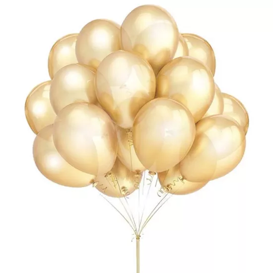 Gold Metalik Baskısız Lateks Balon - 5 Adet