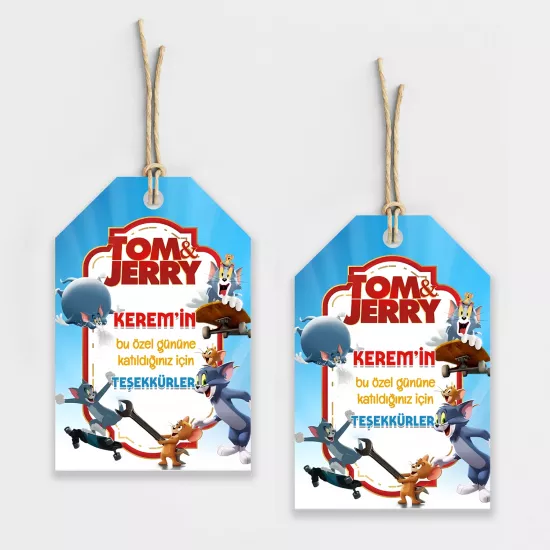 Tom ve Jerry Temalı Kişiye Özel Teşekkür Kartı