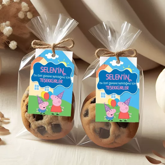 Peppa Pig Temalı Kişiye Özel Teşekkür Kartı 8’li