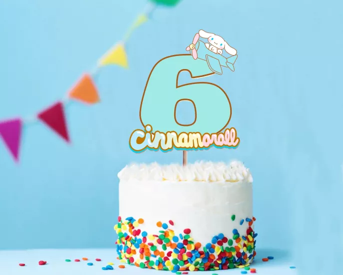 Sanrio Cinnamoroll Temalı 6 Rakam Pasta Süsü