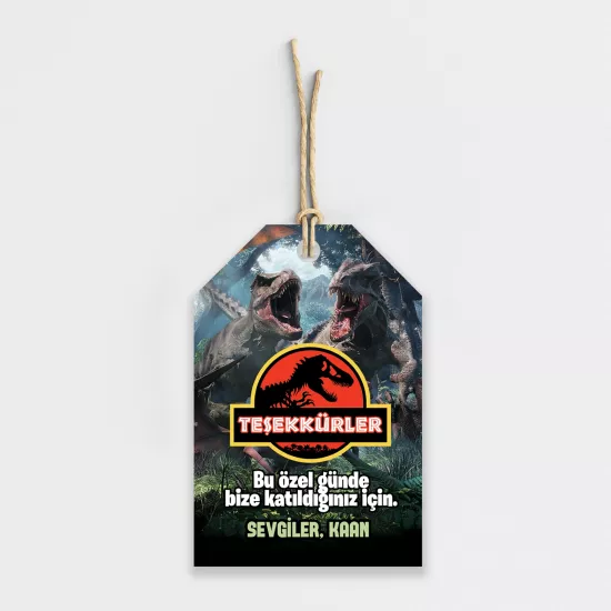 Jurassic Temalı Kişiye Özel Teşekkür Kartı 8’li