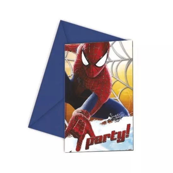 Spiderman Lisanslı Davetiye - 6 Adet