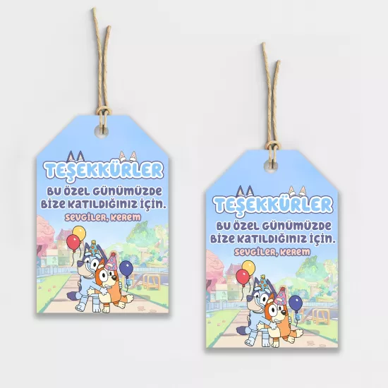 Bluey Kişiye Özel Teşekkür Kartı 8’li