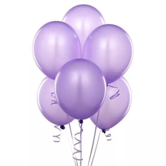 Lila Metalik Baskısız Lateks Balon - 5 Adet