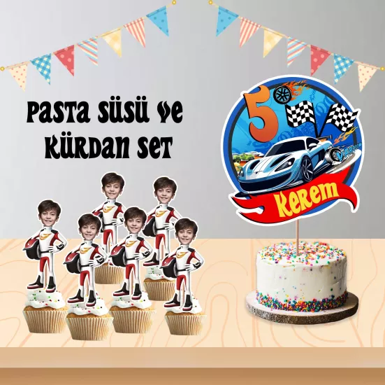 Kişiye Özel Hotwheels Temalı Pano ve Pasta Süsü