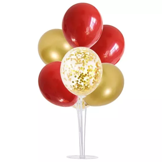 Ayaklı Balon Standı - Gold Konfetili Kırmızı Gold