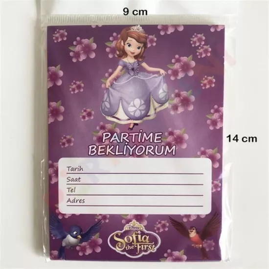 Prenses Sofia Doğum Günü Temalı Davetiye - 8 Adet