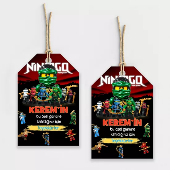 Ninjago Temalı Kişiye Özel Teşekkür Kartı 8’li