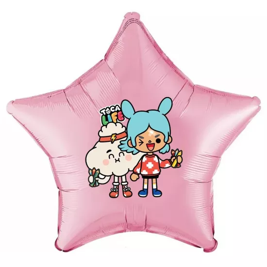 Toca Life World Etiketli Pembe Yıldız Folyo Balon
