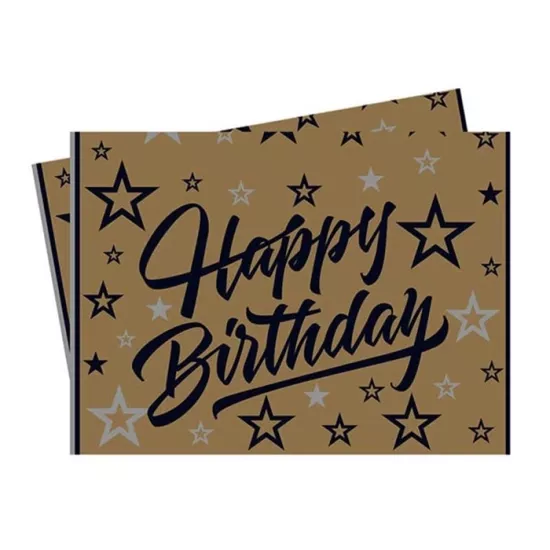 Golden Stars Happy Birthday Temalı Masa Örtüsü
