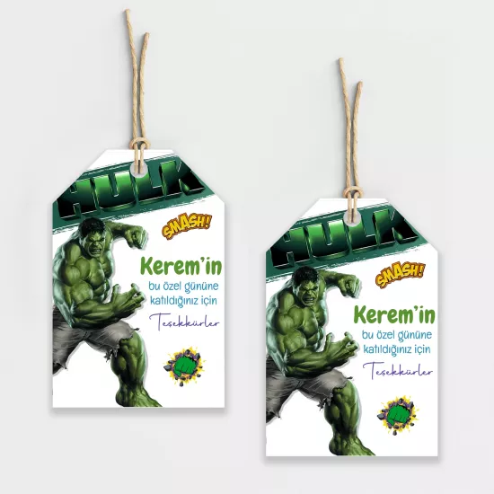 Hulk Temalı Kişiye Özel Teşekkür Kartı 8’li