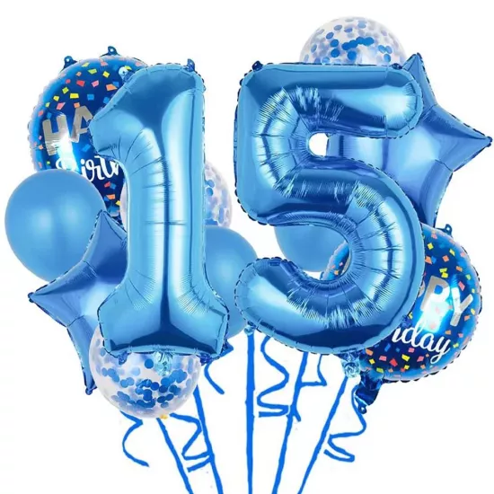 15 Yaş Mavi Balon Seti