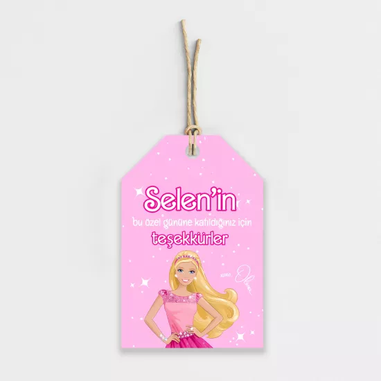 Barbie Temalı Kişiye Özel Teşekkür Kartı 8’li