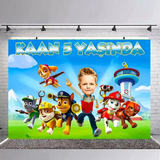 Kişiye Özel Portre Paw Patrol Doğum Günü Afişi